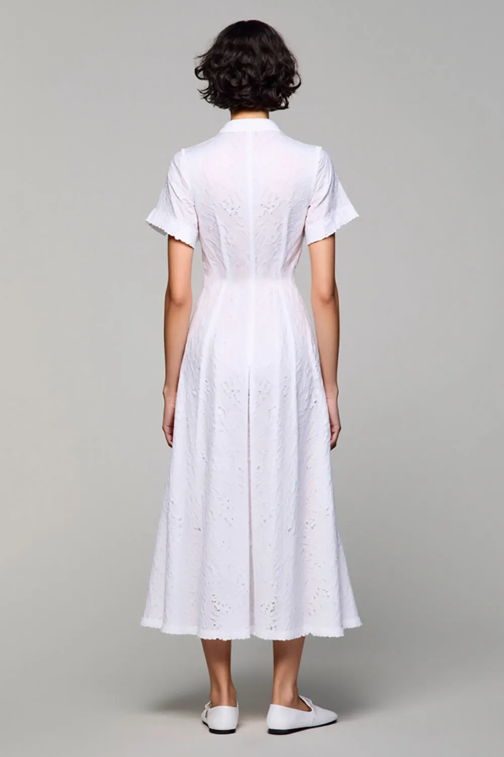 Simple A Line V Neck Long White Wedding Guest Dress sold by Zapaka product image thumbnail 2