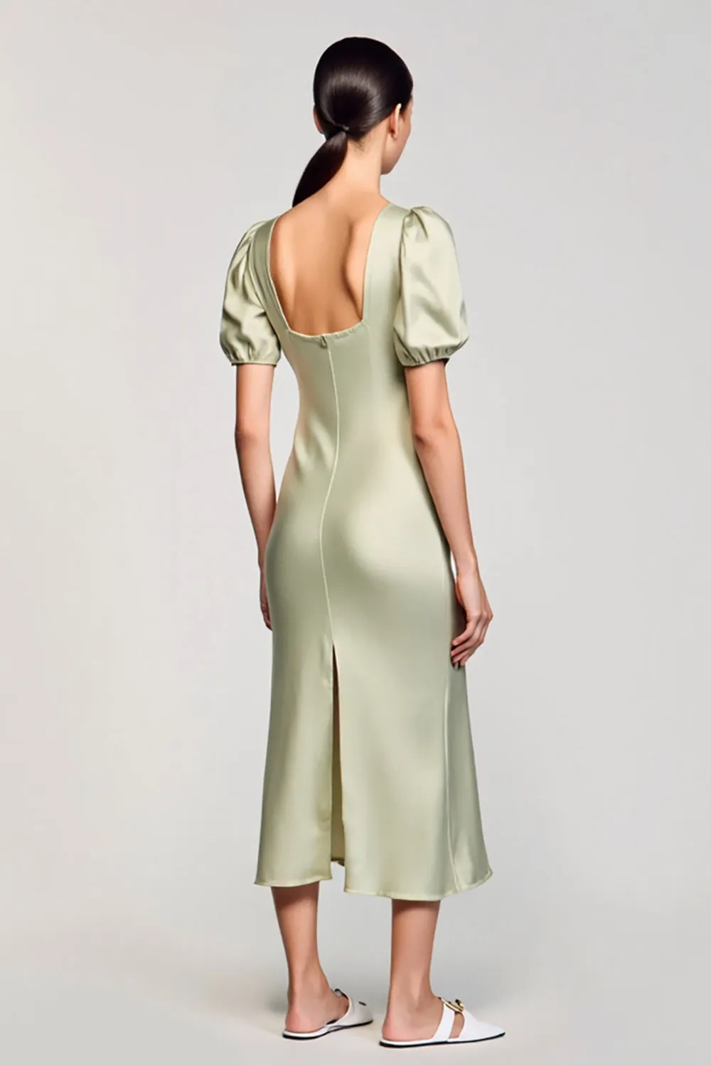 Cowl Neck A Line Satin Wedding Guest Dress sold by Zapaka product image thumbnail 2