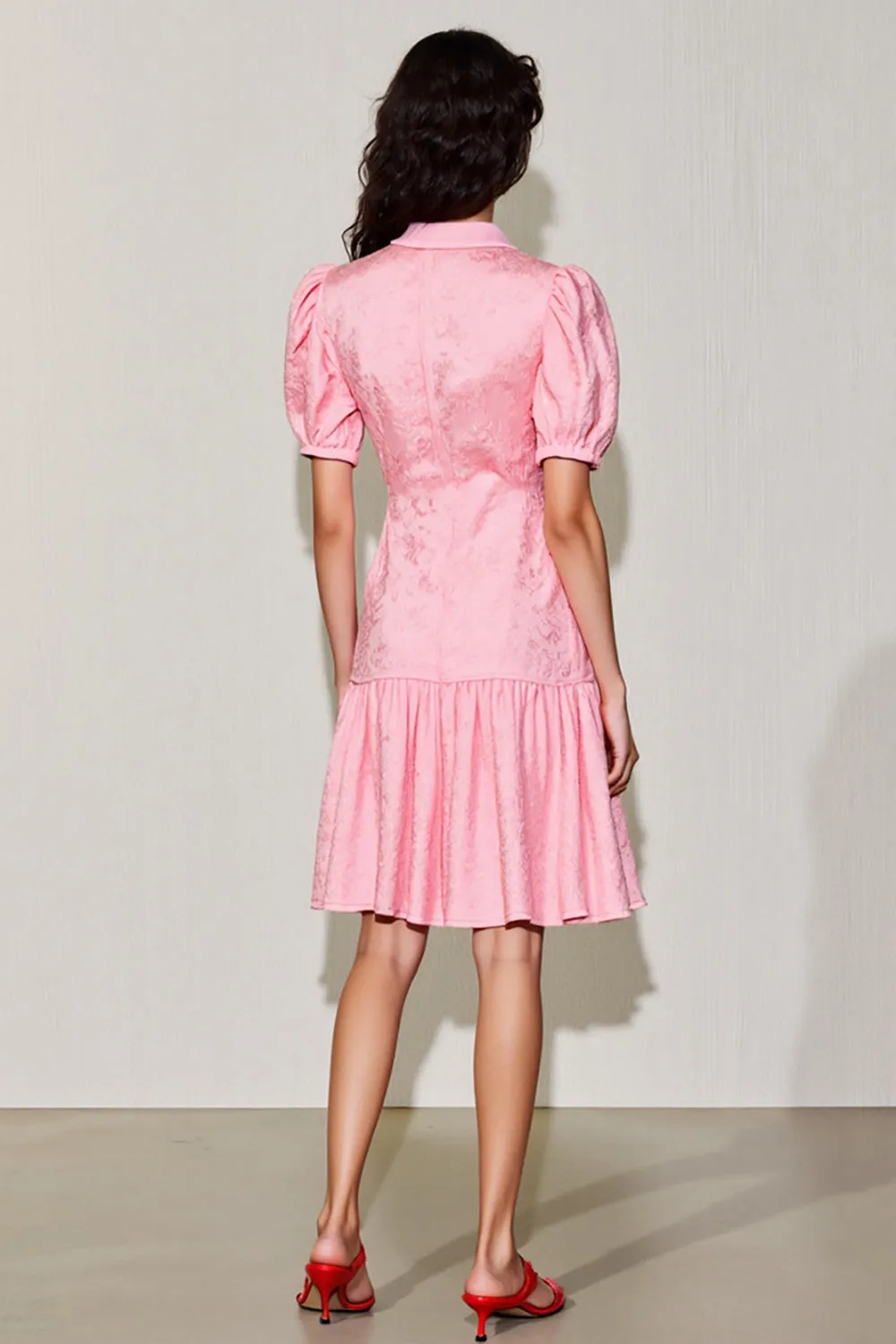 Pink V-Neck A Line Short Wedding Guest Dress sold by Zapaka product image thumbnail 2