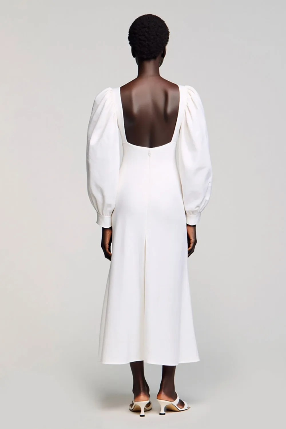 White A Line Long Sleeves Wedding Guest Dress sold by Zapaka product image thumbnail 2