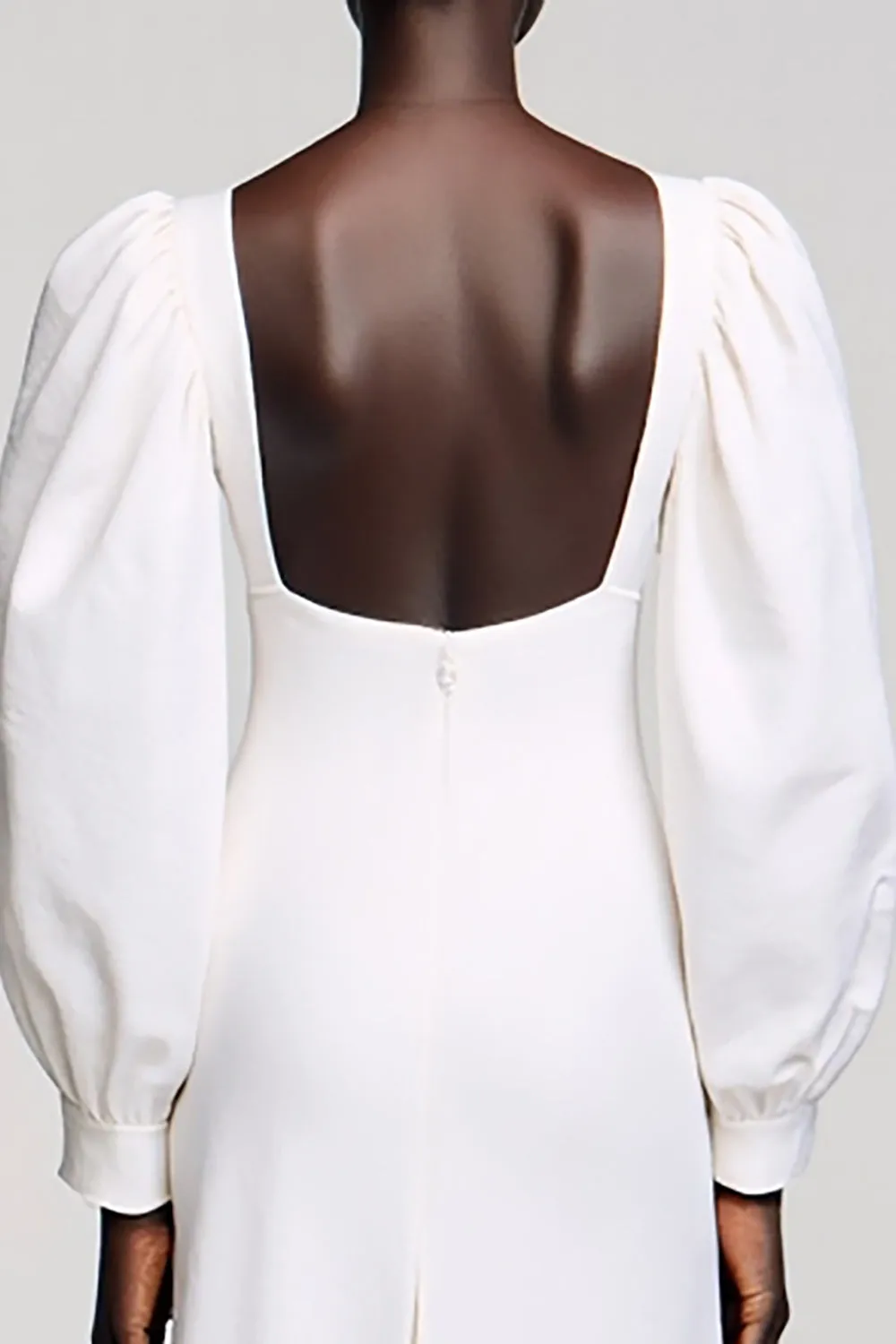 White A Line Long Sleeves Wedding Guest Dress sold by Zapaka product image thumbnail 4