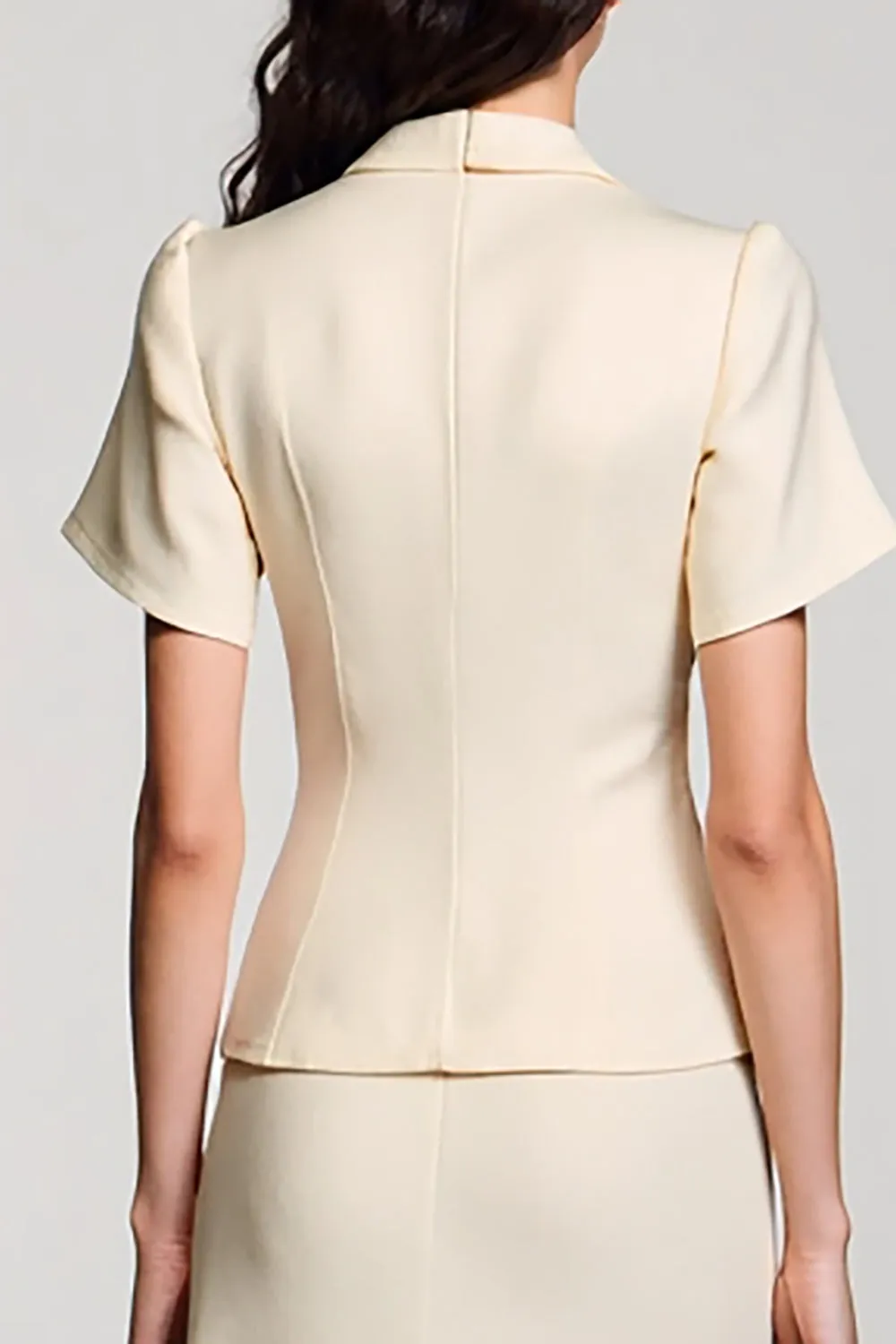 Apricot Notched Lapel A Line Wedding Guest Dress sold by Zapaka product image thumbnail 4