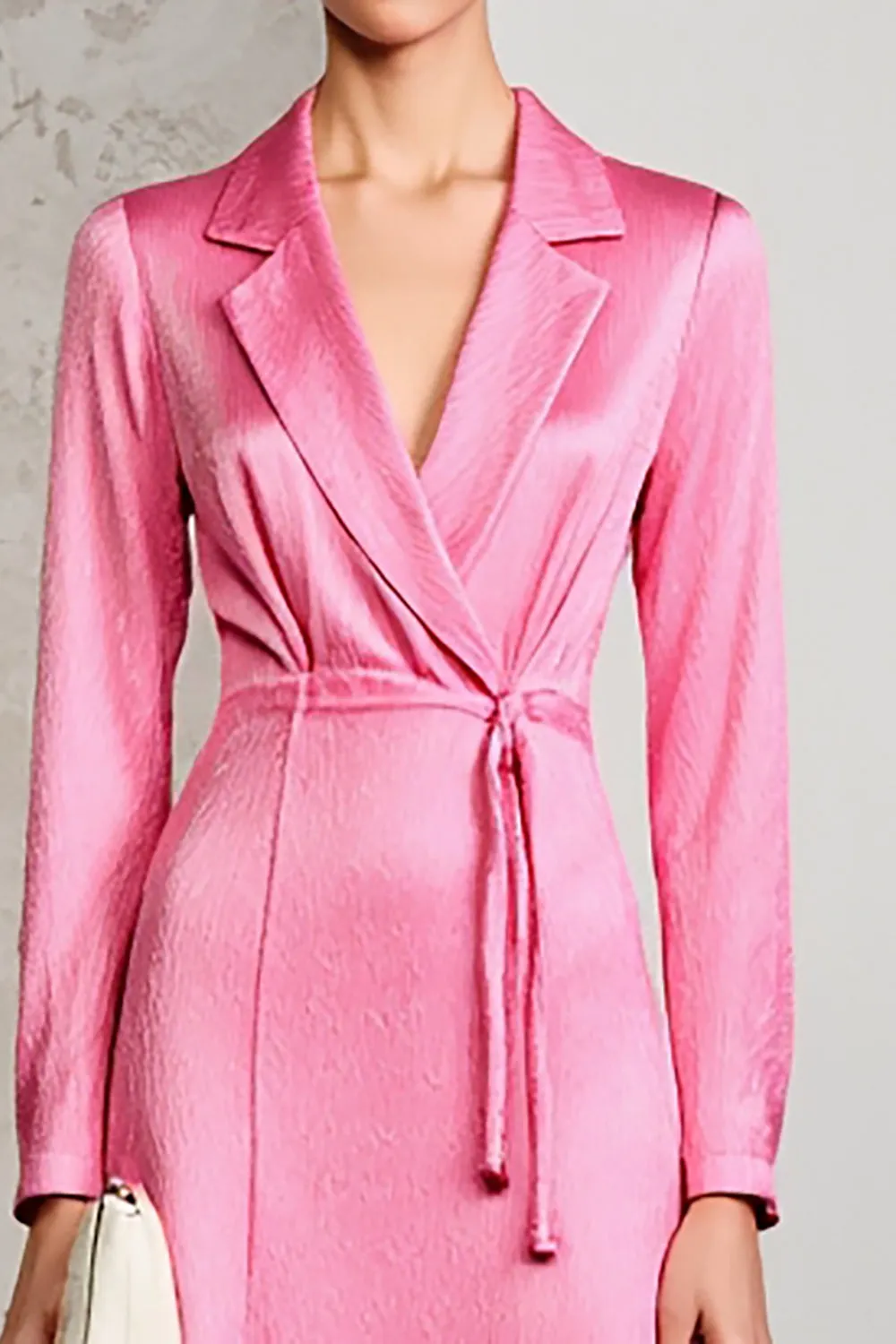 Pink Notched Lapel A Line Wedding Guest Dress sold by Zapaka product image thumbnail 3
