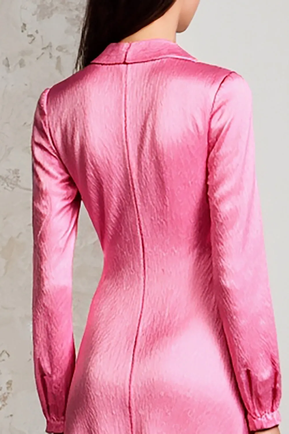 Pink Notched Lapel A Line Wedding Guest Dress sold by Zapaka product image thumbnail 4