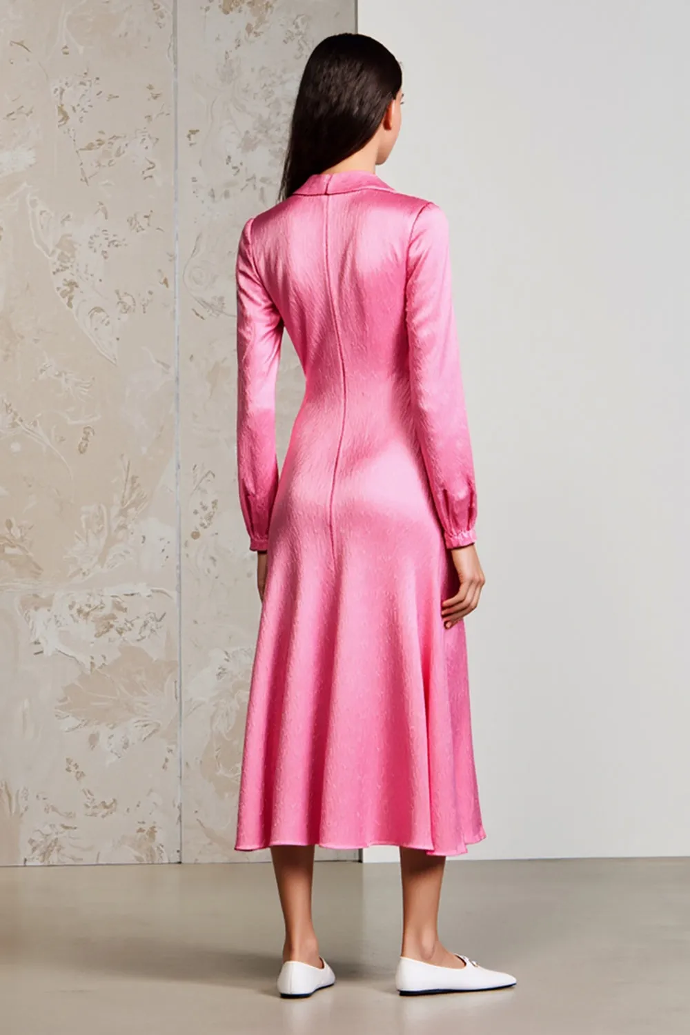 Pink Notched Lapel A Line Wedding Guest Dress sold by Zapaka product image thumbnail 2