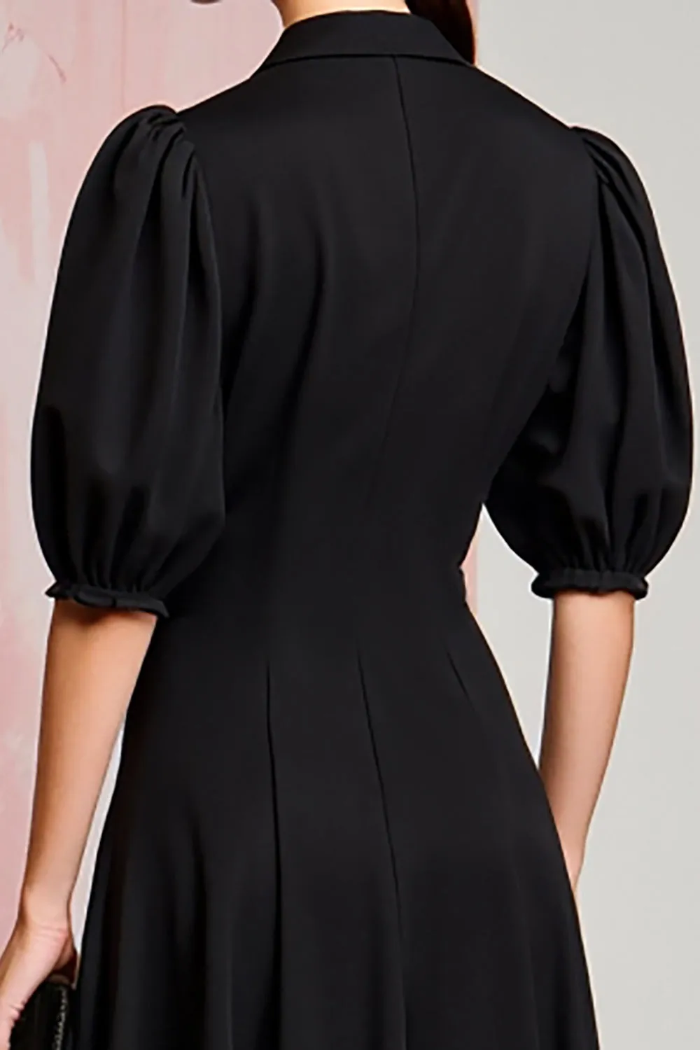 A Line Black Satin Long Wedding Guest Dress sold by Zapaka product image thumbnail 4