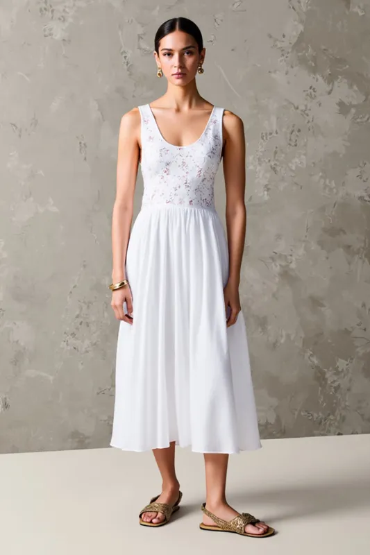 White A Line Scoop Wedding Guest Dress with Lace sold by Zapaka