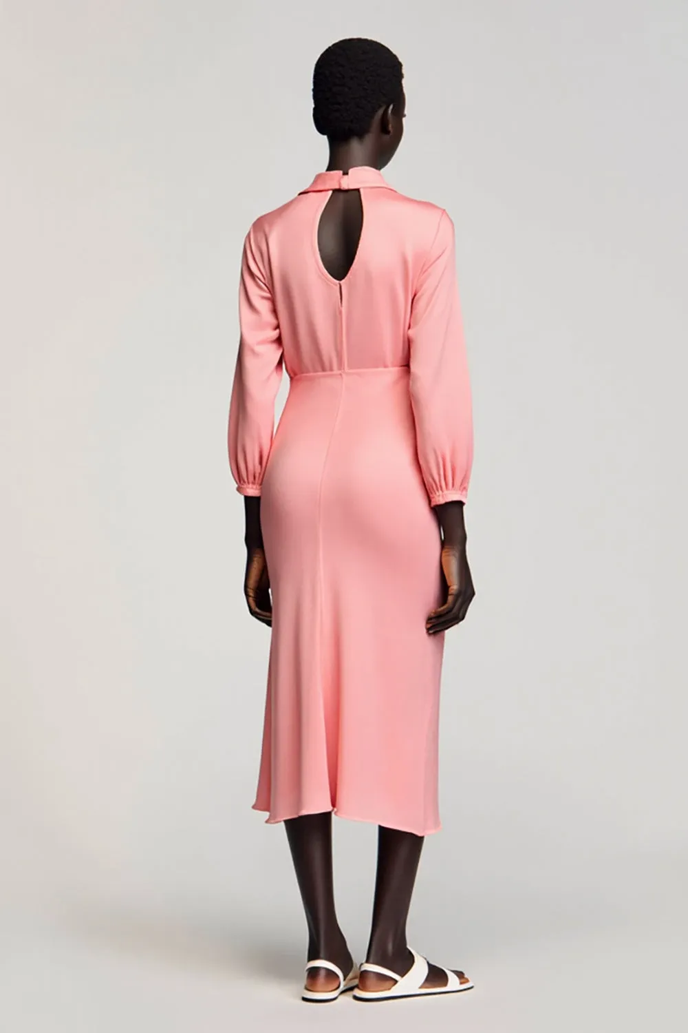 Pink Satin Ruched Wedding Guest Dress with Bow sold by Zapaka product image thumbnail 2