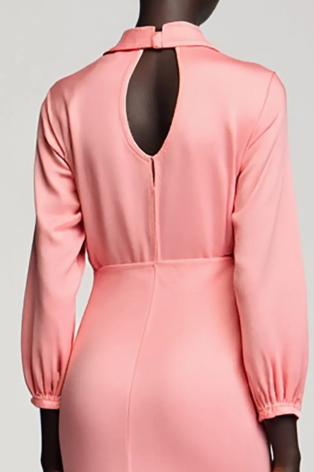 Pink Satin Ruched Wedding Guest Dress with Bow sold by Zapaka product image thumbnail 4