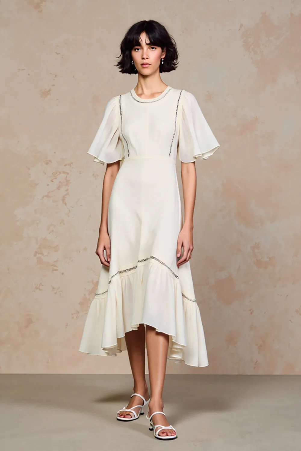Ivory A Line Chiffon Wedding Guest Dress sold by Zapaka
