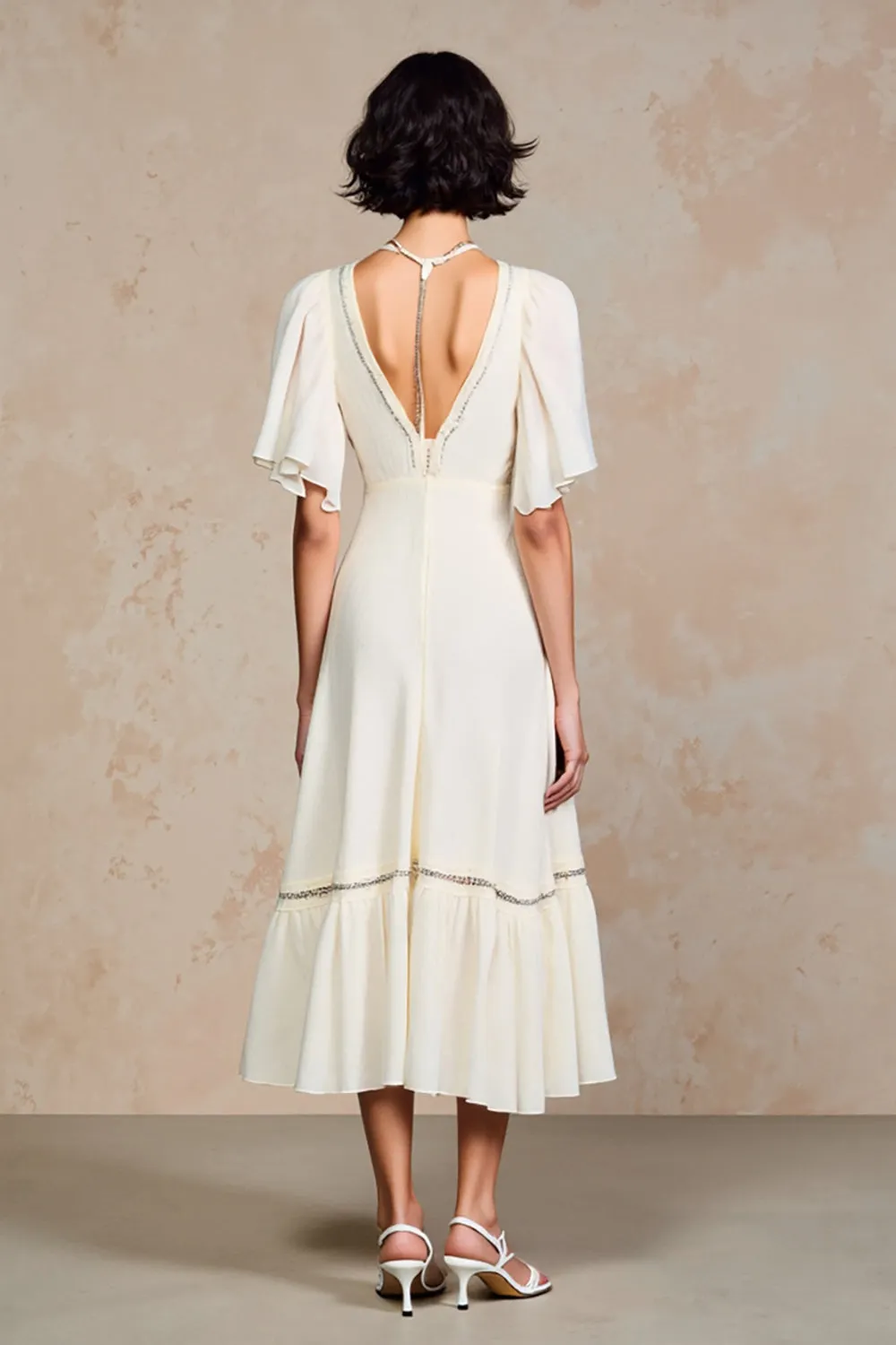 Ivory A Line Chiffon Wedding Guest Dress sold by Zapaka product image thumbnail 2