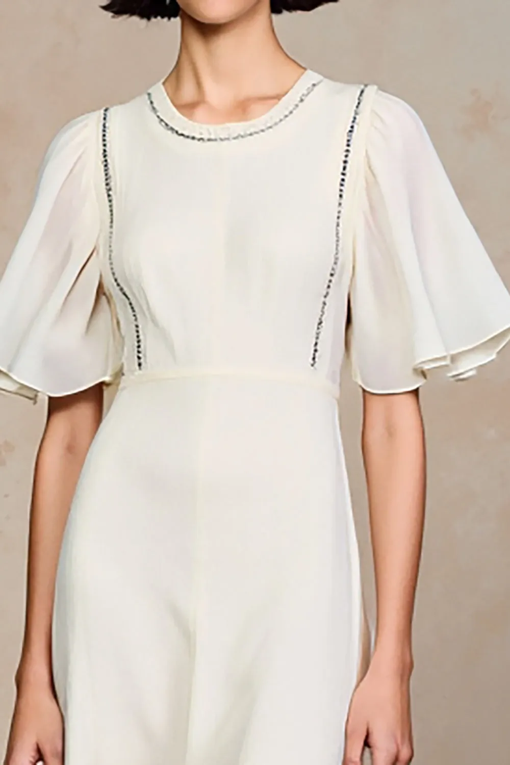 Ivory A Line Chiffon Wedding Guest Dress sold by Zapaka product image thumbnail 3