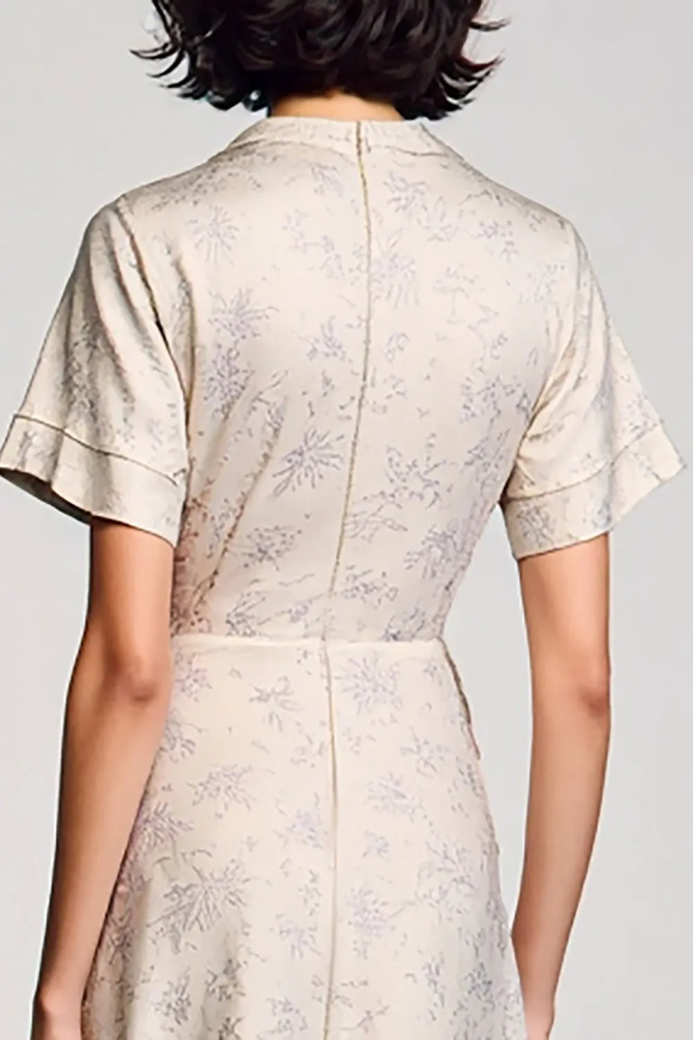 Apricot Notched Lapel A Line Wedding Guest Dress sold by Zapaka product image thumbnail 4