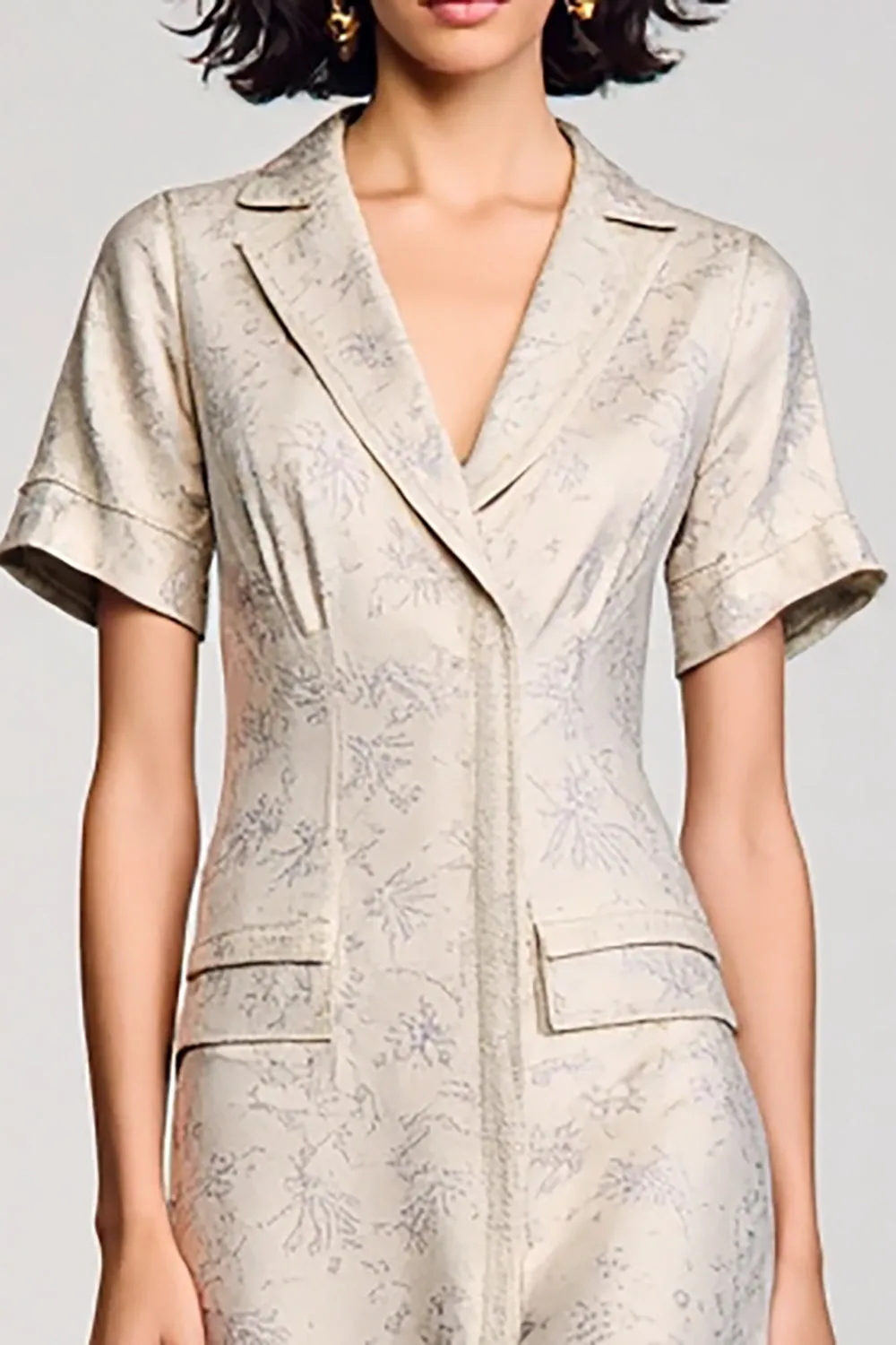 Apricot Notched Lapel A Line Wedding Guest Dress sold by Zapaka product image thumbnail 3