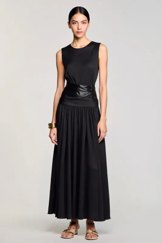 Black Simple Round Neck Long Wedding Guest Dress sold by Zapaka