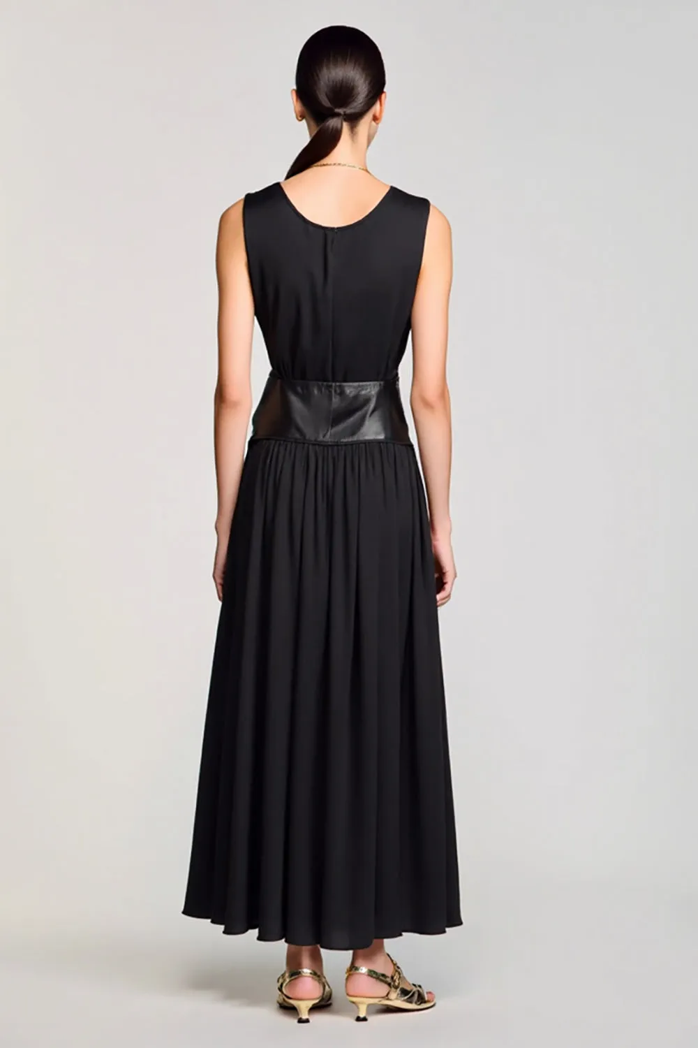 Black Simple Round Neck Long Wedding Guest Dress sold by Zapaka product image thumbnail 2