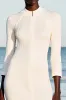 Sheath Ivory Keyhole Midi Wedding Guest Dress sold by Zapaka