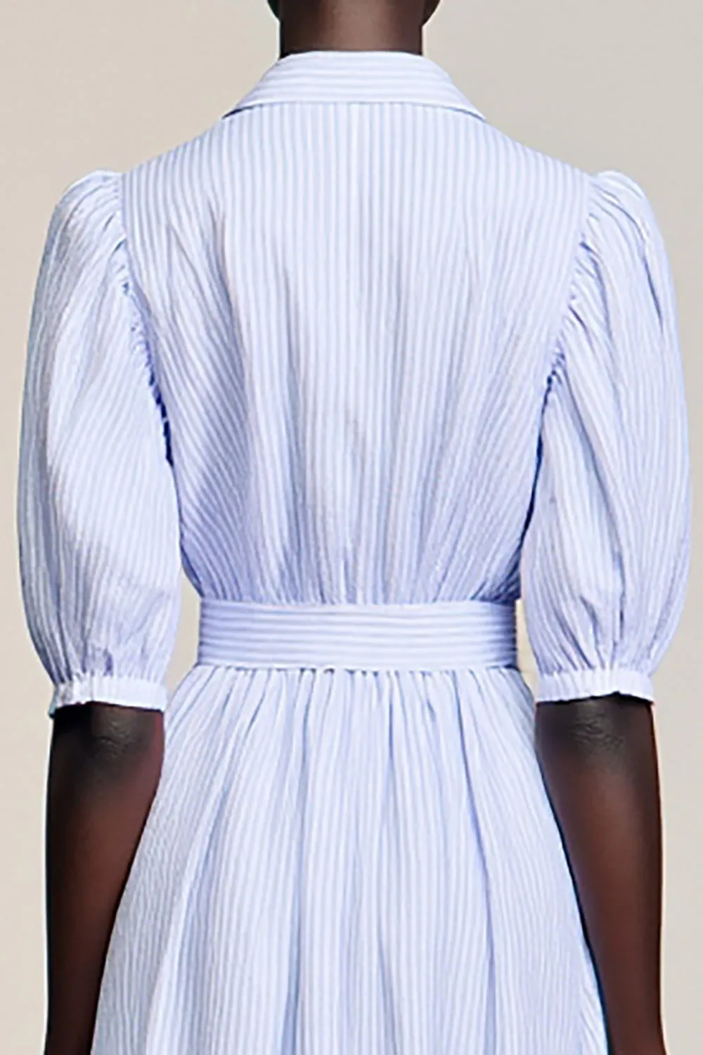 Blue A Line Striped Wedding Guest Dress sold by Zapaka product image thumbnail 4