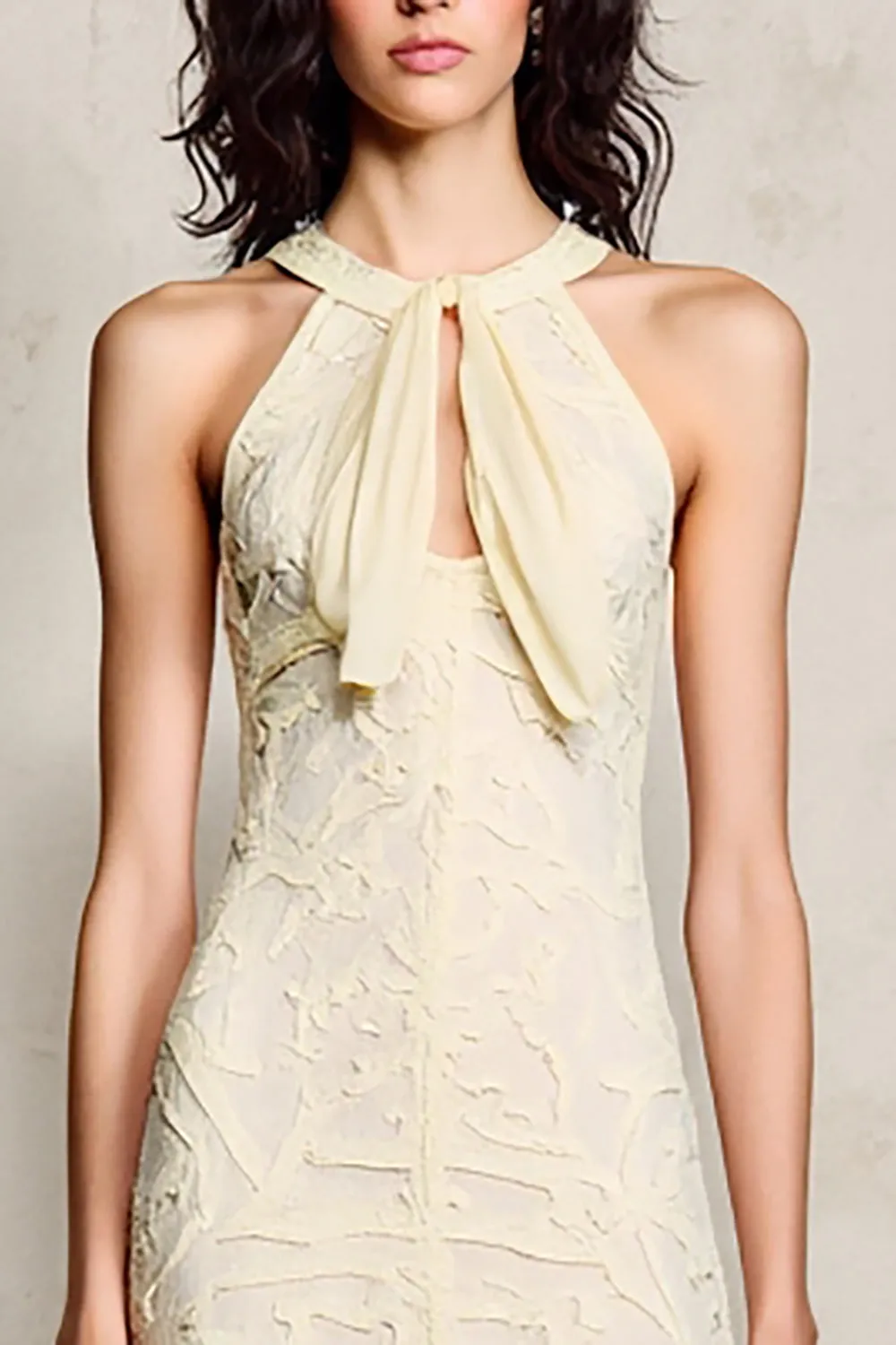 Apricot Lace Midi Wedding Guest Dress sold by Zapaka product image thumbnail 3