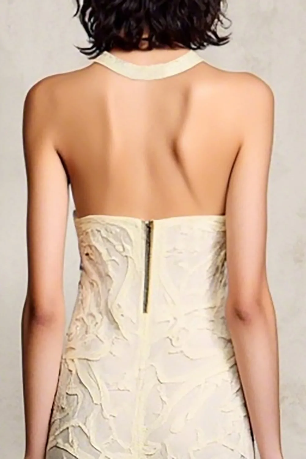 Apricot Lace Midi Wedding Guest Dress sold by Zapaka product image thumbnail 4