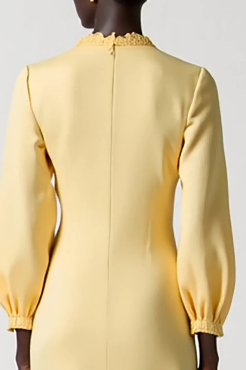 Yellow A Line Long Sleeve Midi Wedding Guest Dress sold by Zapaka product image thumbnail 4
