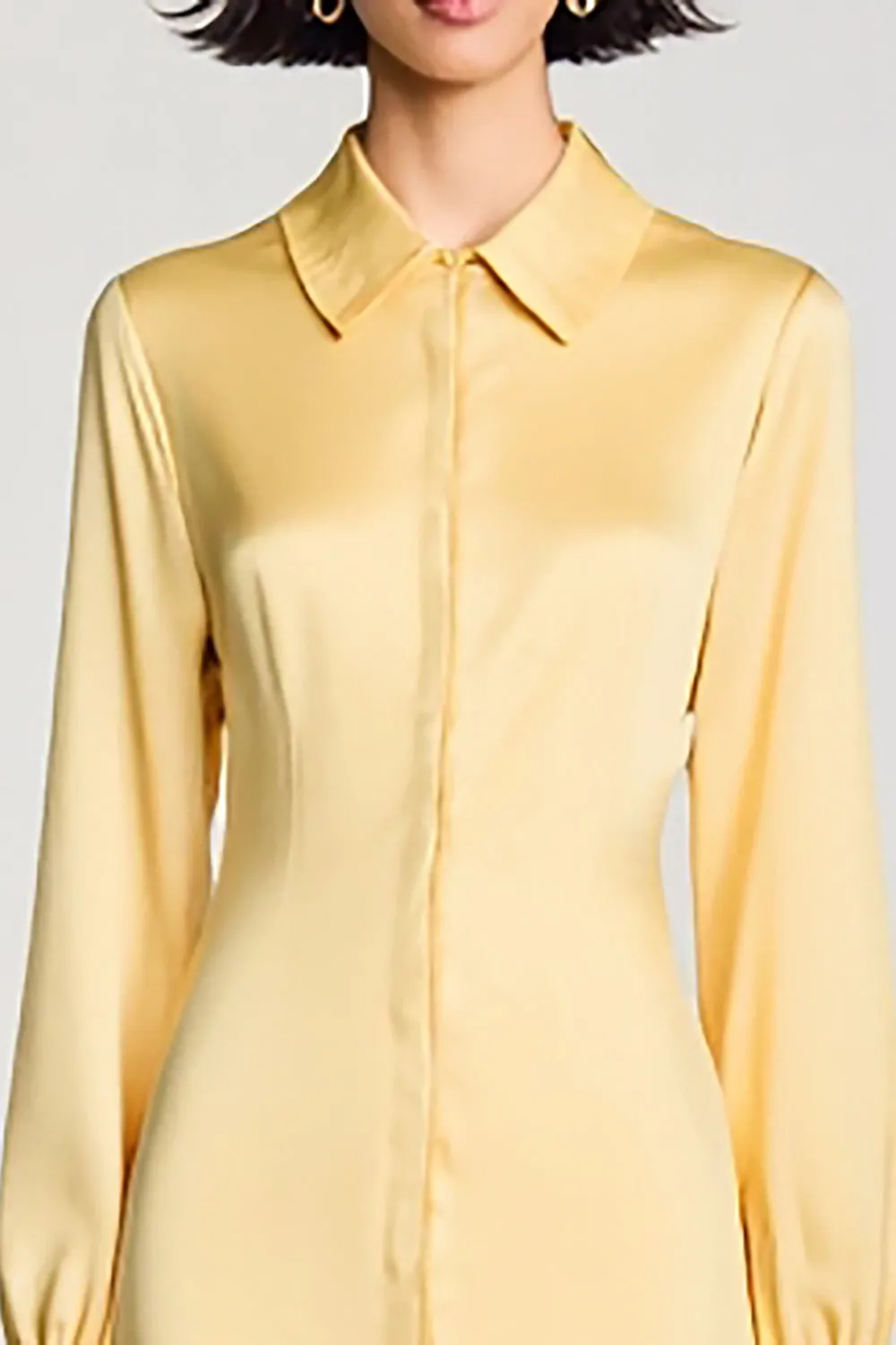 Yellow Satin Short Wedding Guest Dress sold by Zapaka product image thumbnail 3