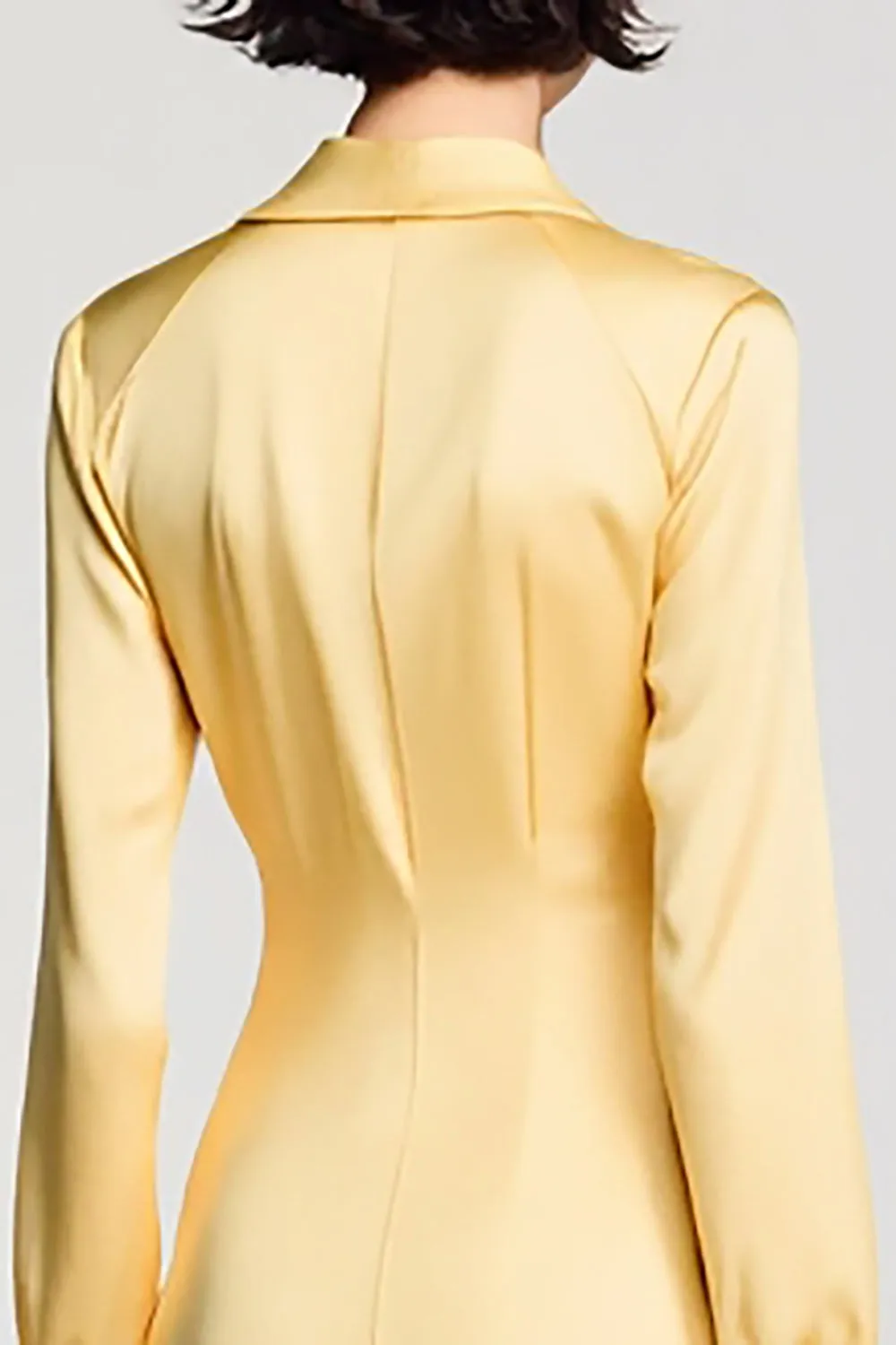 Yellow Satin Short Wedding Guest Dress sold by Zapaka product image thumbnail 4