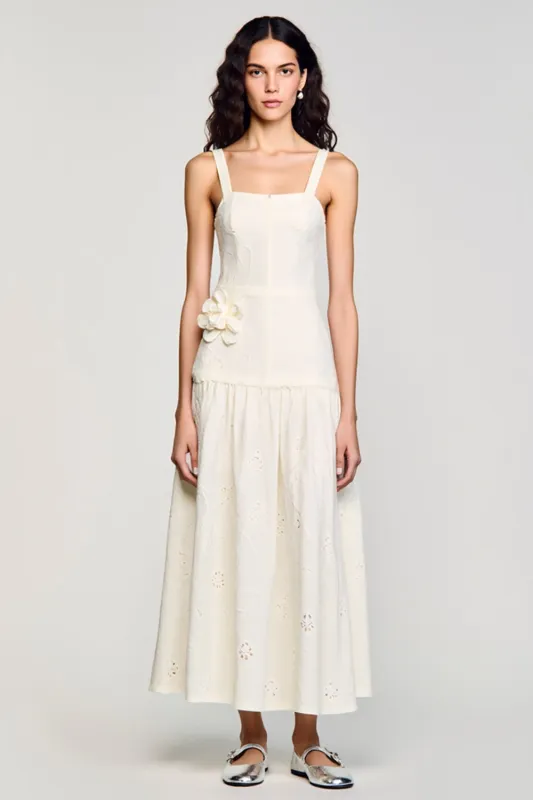 Apricot A Line Floral Wedding Guest Dress sold by Zapaka