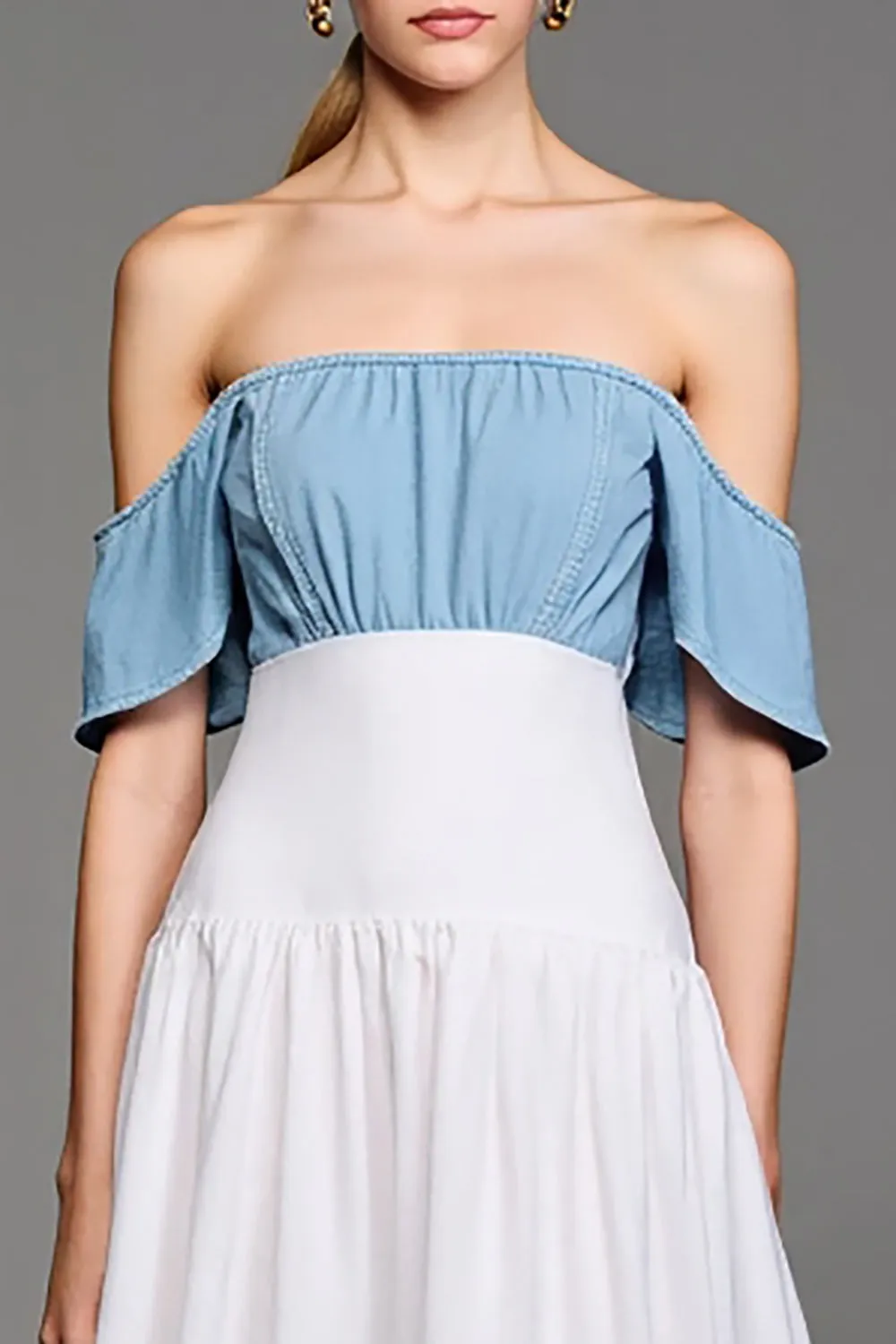 Off The Shoulder White A Line Wedding Guest Dress sold by Zapaka product image thumbnail 3