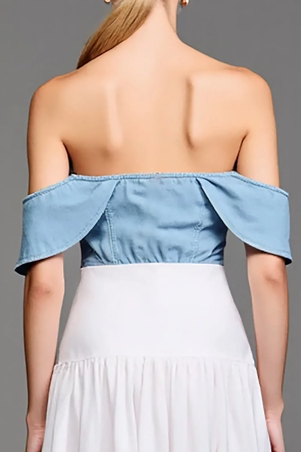 Off The Shoulder White A Line Wedding Guest Dress sold by Zapaka product image thumbnail 4