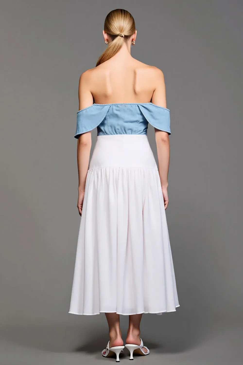 Off The Shoulder White A Line Wedding Guest Dress sold by Zapaka product image thumbnail 2