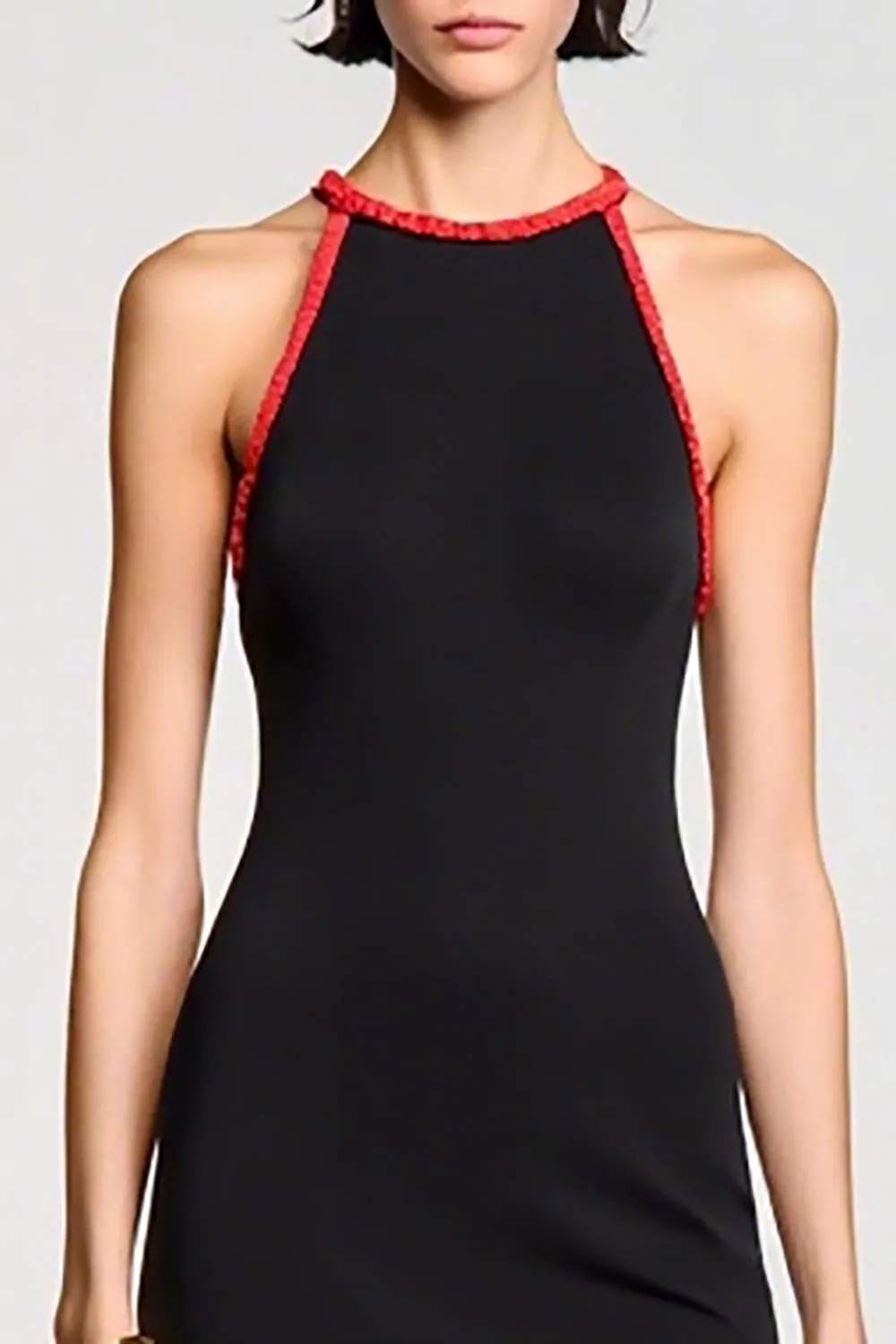 Halter Black Sheath Velvet Wedding Guest Dress sold by Zapaka product image thumbnail 3