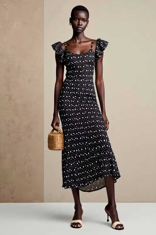 Black Floral Long Wedding Guest Dress sold by Zapaka