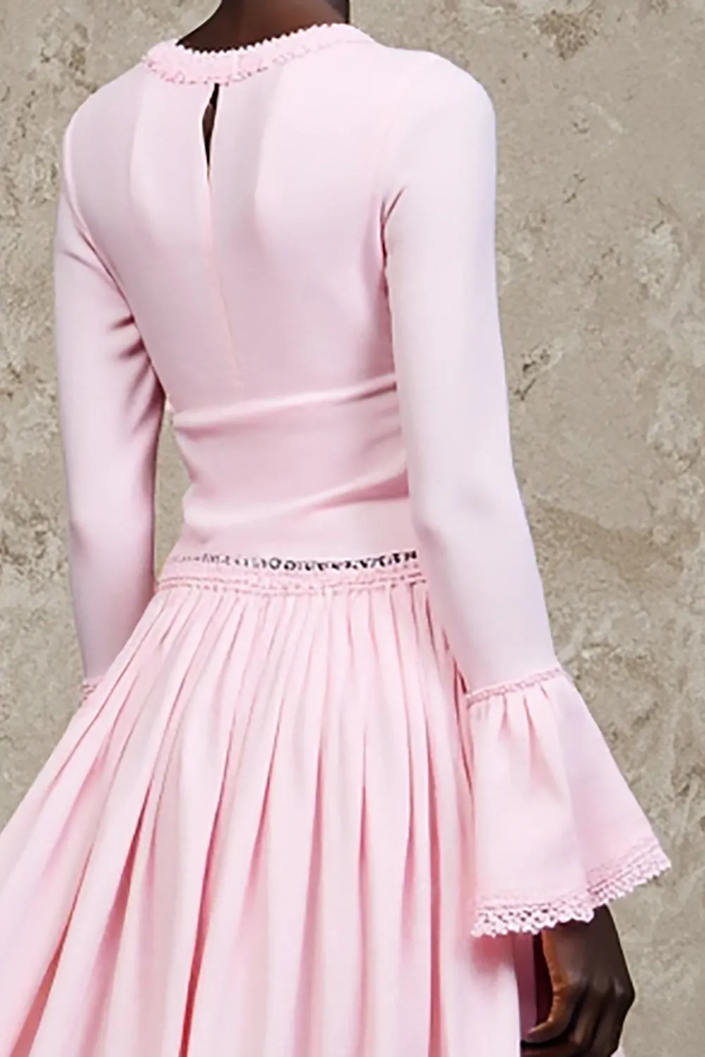 Pink A Line Long Sleeve Wedding Guest Dress sold by Zapaka product image thumbnail 4