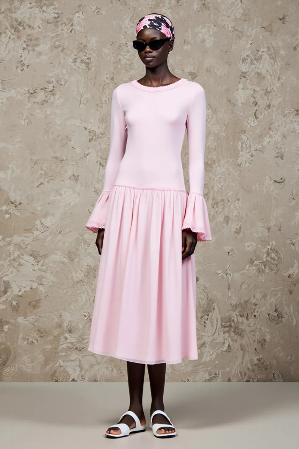 Pink A Line Long Sleeve Wedding Guest Dress sold by Zapaka