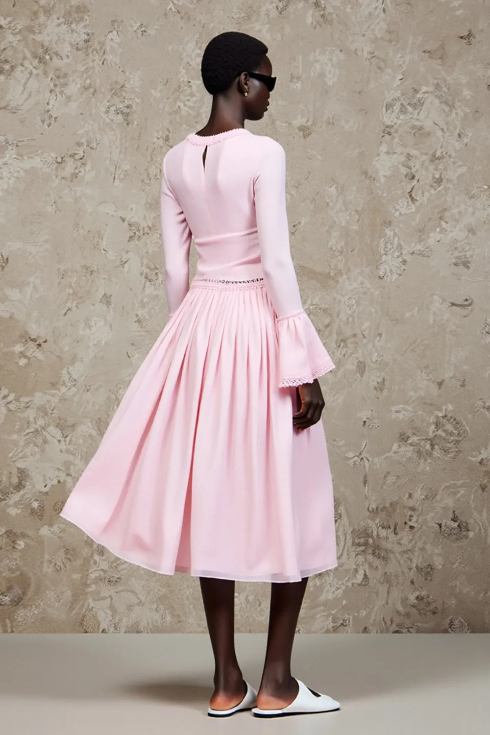 Pink A Line Long Sleeve Wedding Guest Dress sold by Zapaka product image thumbnail 2
