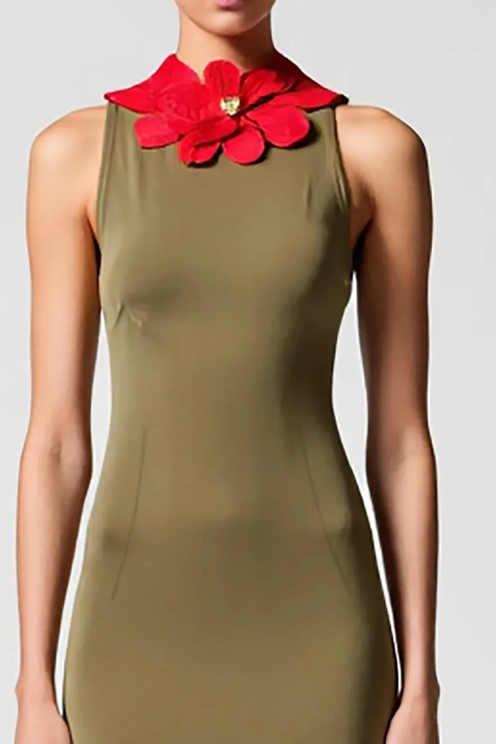 Olive Chiffon Sheath Wedding Guest Dress sold by Zapaka product image thumbnail 3