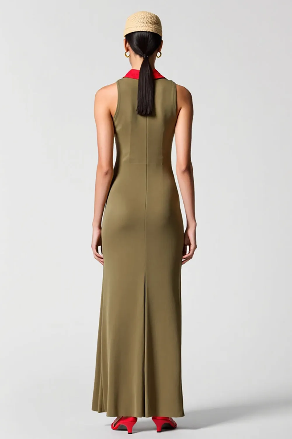 Olive Chiffon Sheath Wedding Guest Dress sold by Zapaka product image thumbnail 2