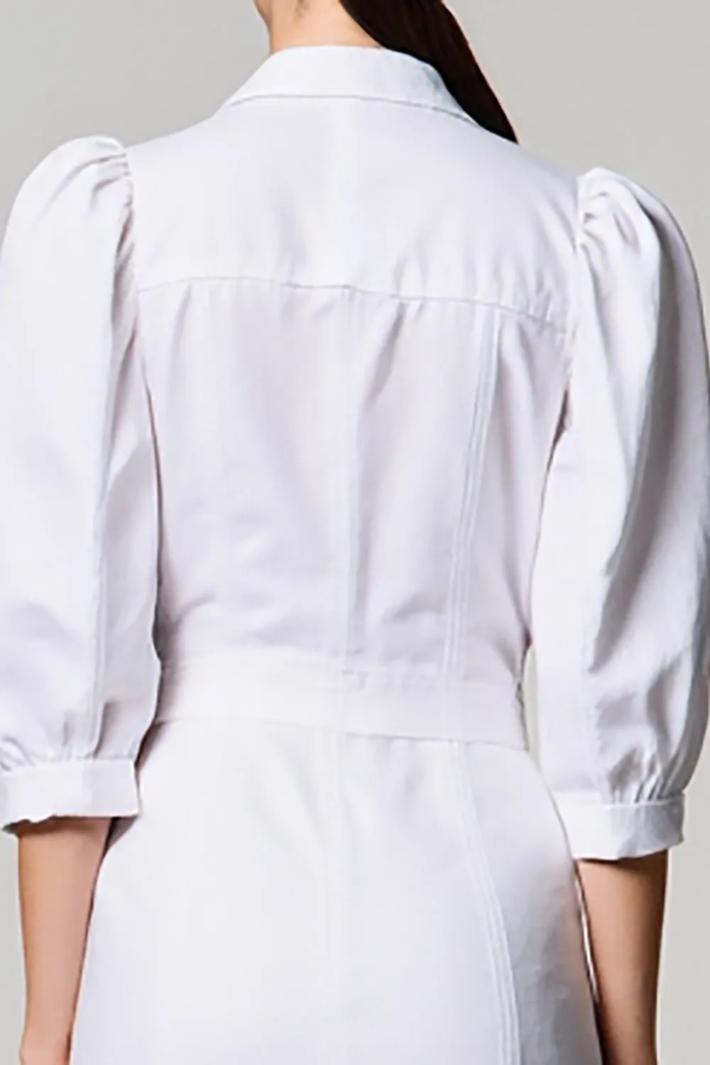 White Half Sleeve Single-breasted Wedding Guest Dress sold by Zapaka product image thumbnail 4