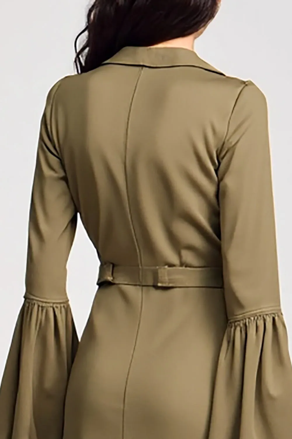 Olive Chiffon A Line V Neck Wedding Guest Dress sold by Zapaka product image thumbnail 4