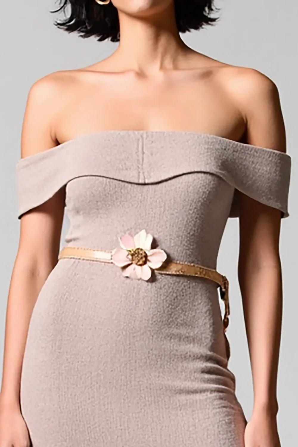 Simple Fog Off the Shoulder Midi Wedding Guest Dress sold by Zapaka product image thumbnail 3