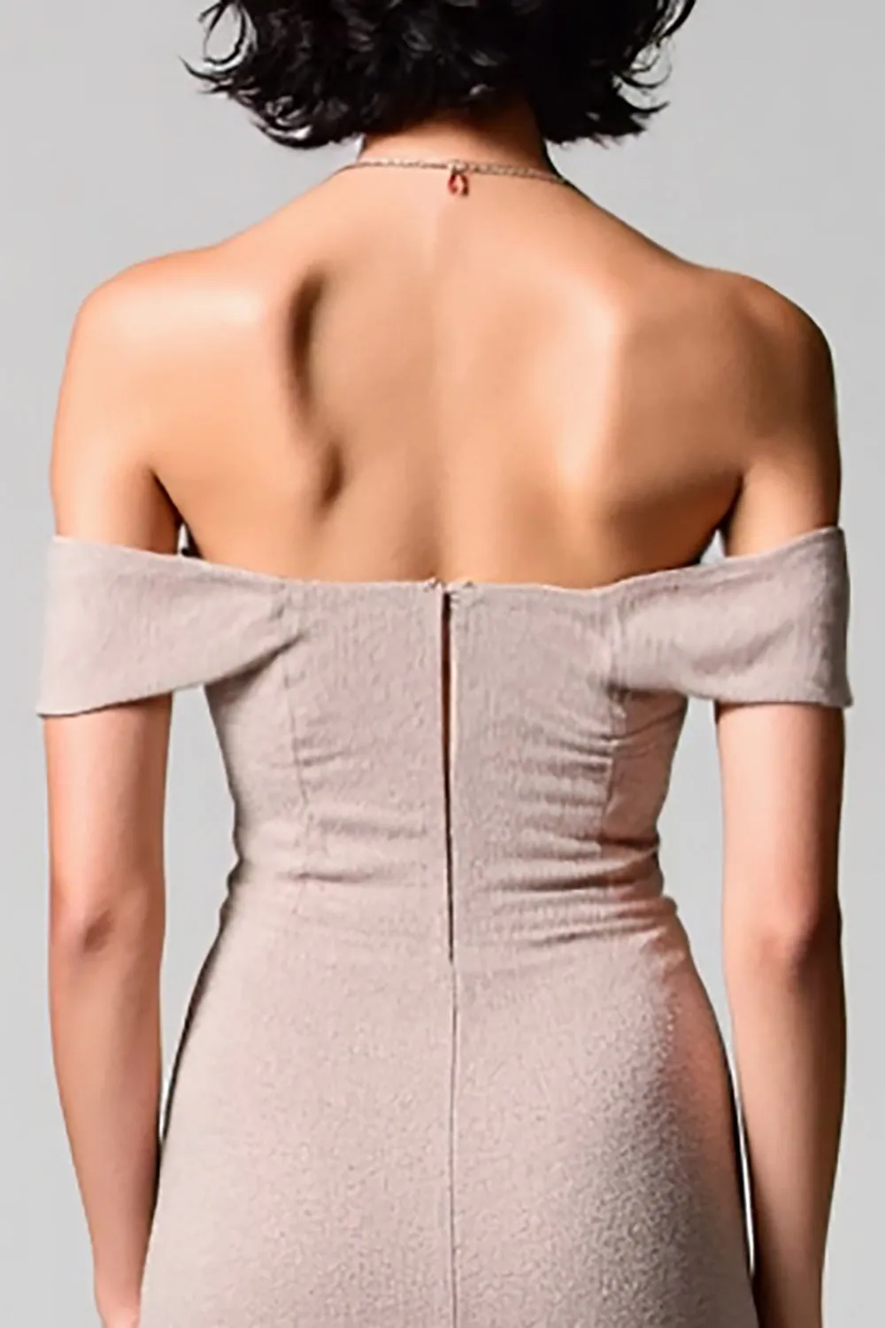 Simple Fog Off the Shoulder Midi Wedding Guest Dress sold by Zapaka product image thumbnail 4