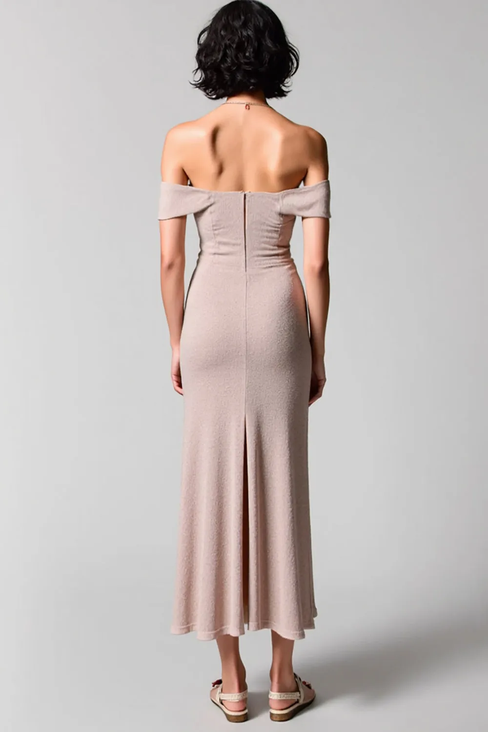 Simple Fog Off the Shoulder Midi Wedding Guest Dress sold by Zapaka product image thumbnail 2