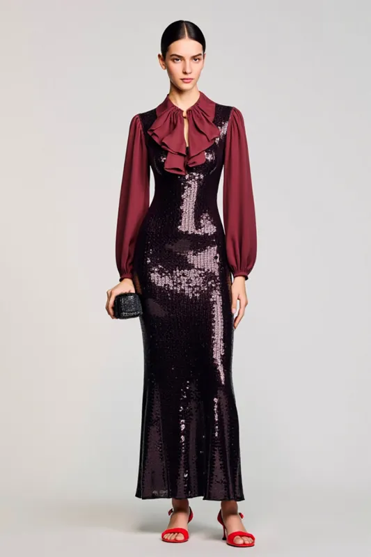 Sparkly Black Sequins Sheath Wedding Guest Dress sold by Zapaka