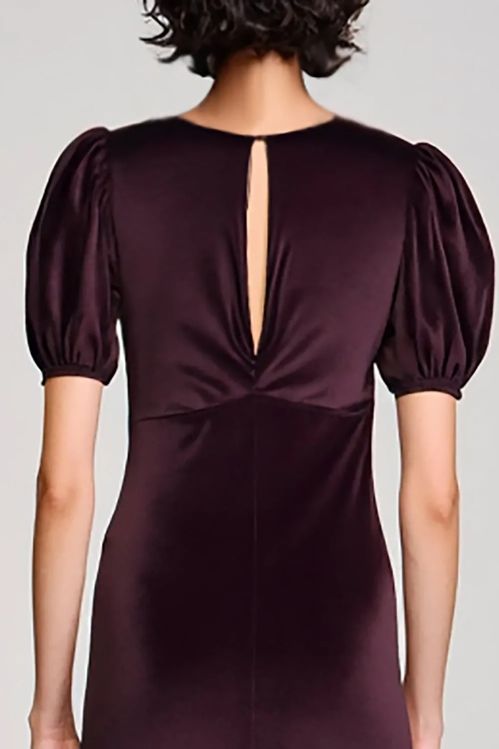 Velvet Burgundy Sheath Wedding Guest Dress sold by Zapaka product image thumbnail 4