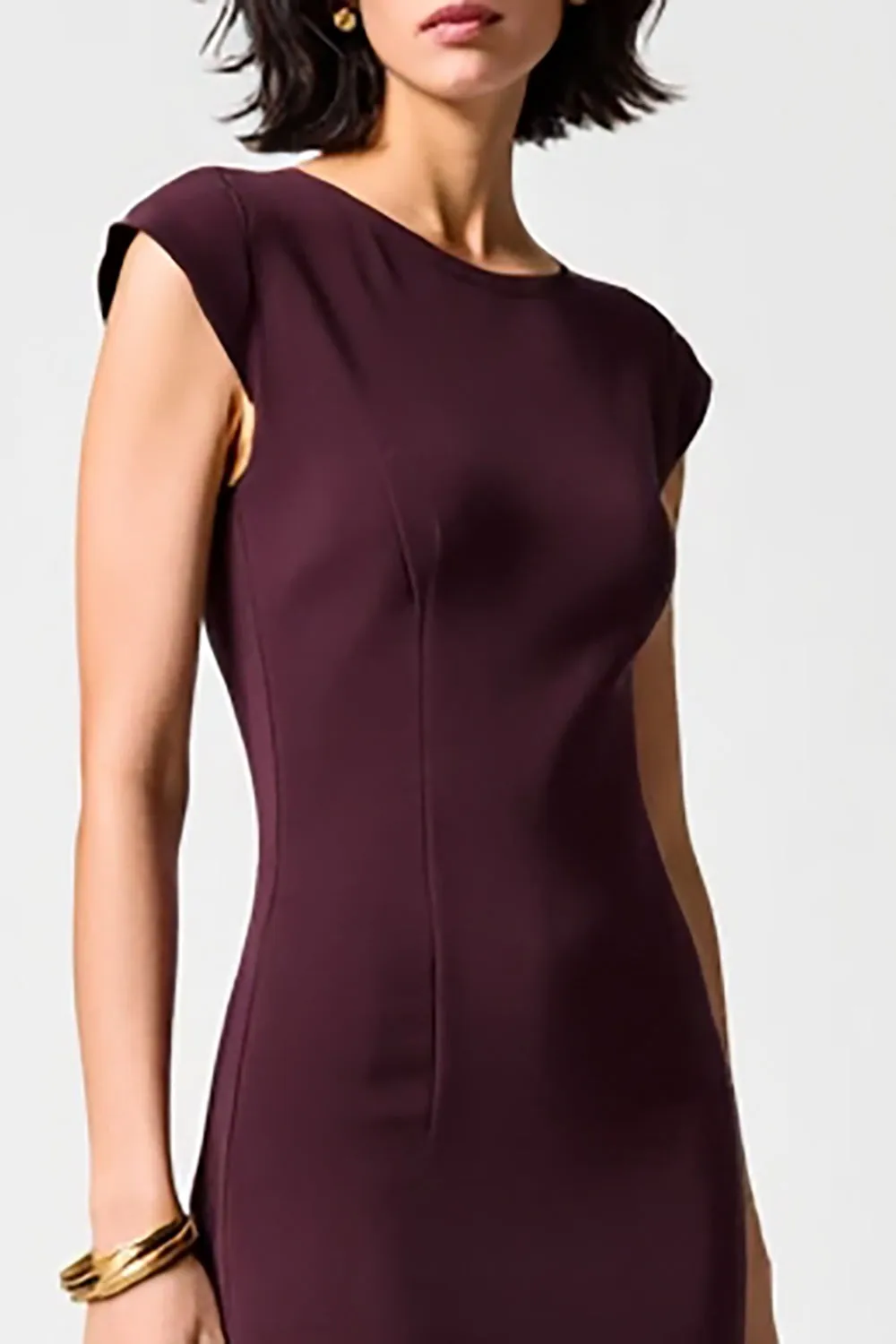 Dark Red Sheath Chiffon Wedding Guest Dress sold by Zapaka product image thumbnail 3