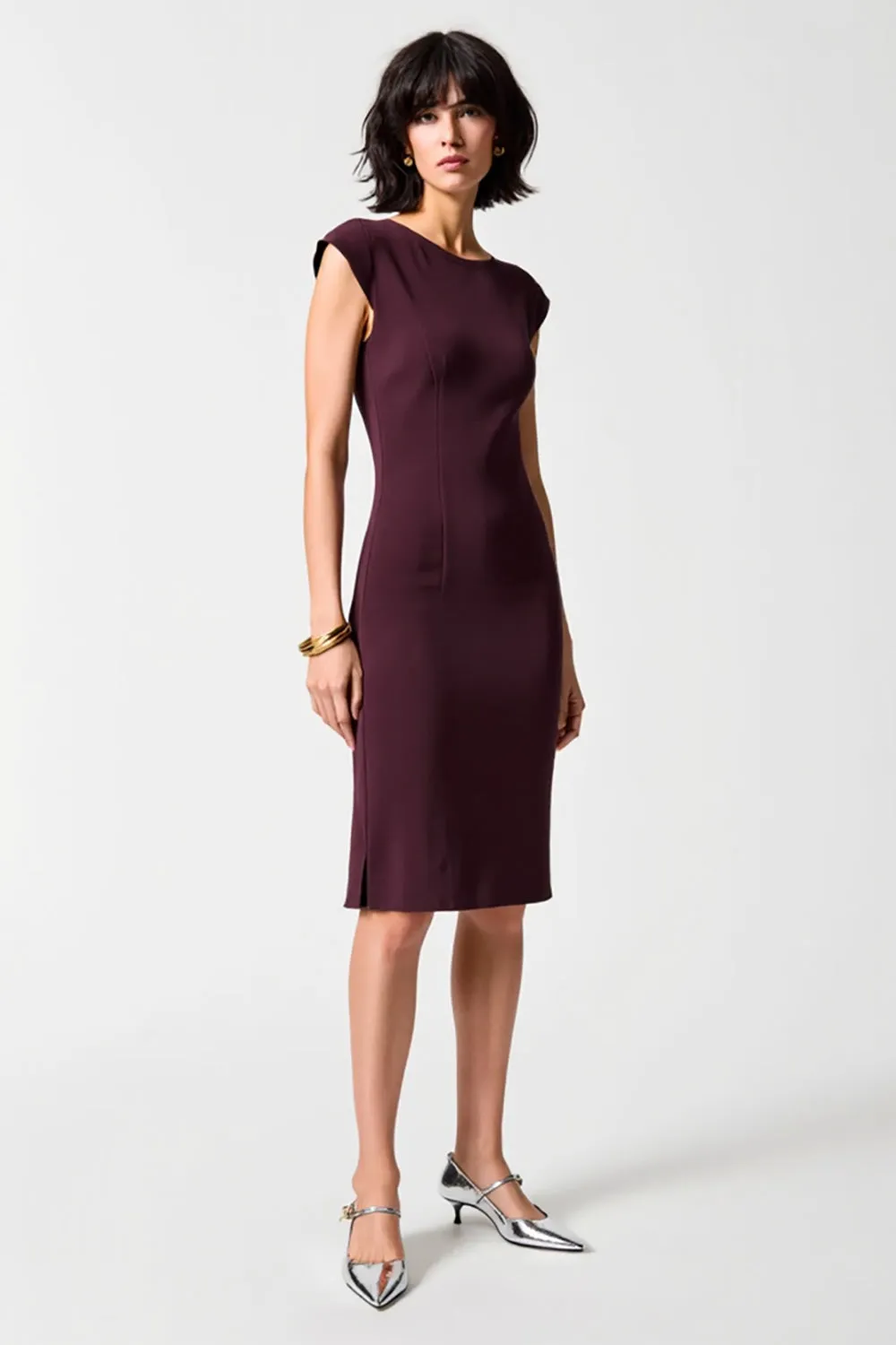 Dark Red Sheath Chiffon Wedding Guest Dress sold by Zapaka