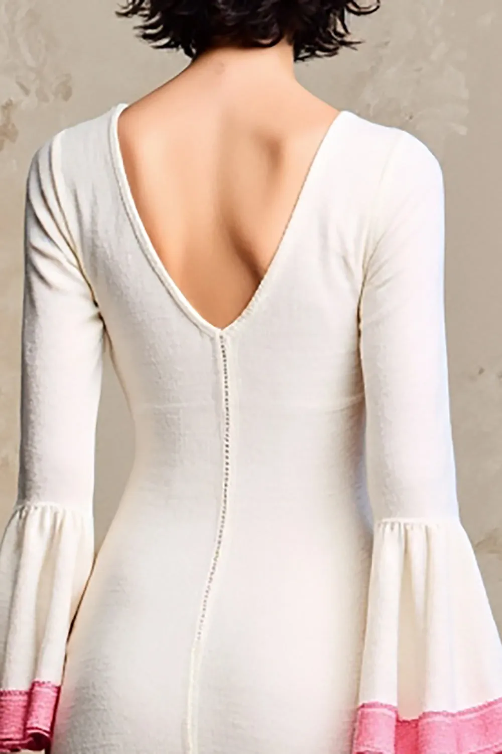 White Sheath Long Sleeves Wedding Guest Dress sold by Zapaka product image thumbnail 4