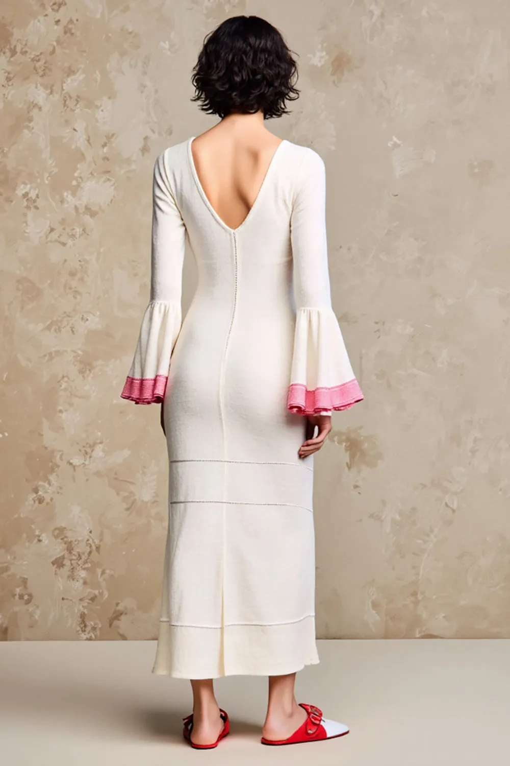 White Sheath Long Sleeves Wedding Guest Dress sold by Zapaka product image thumbnail 2