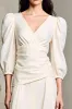 Ivory V-Neck Long Sleeves Wedding Guest Dress sold by Zapaka